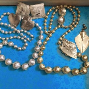 Lot of Brushed Silver and Gold Tone Jewelry A213
